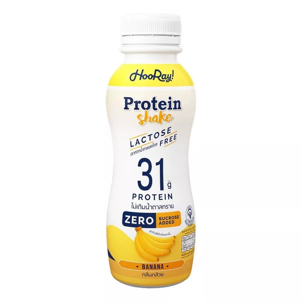 ฮูเร่ นมโปรตีนแลคโตสฟรีกล้วย Hooray Protein Shake Banana 340ml.