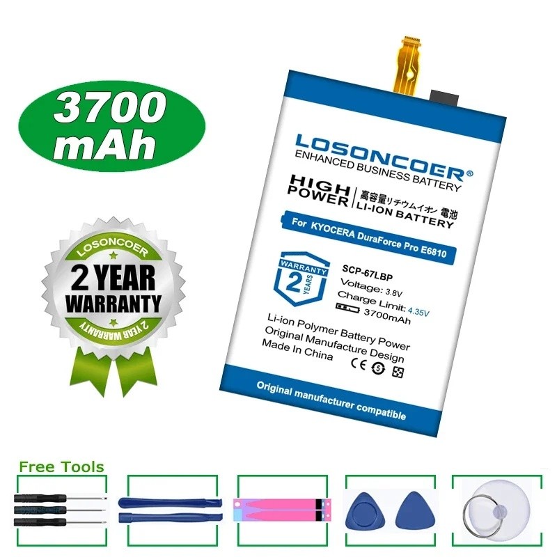 LOSONCOER แบตเตอรี่ 3700mAh สําหรับ KYOCERA DuraForce Pro E6810 E6820 5AAXBT099GEA SCP-67LBP SCP-67L