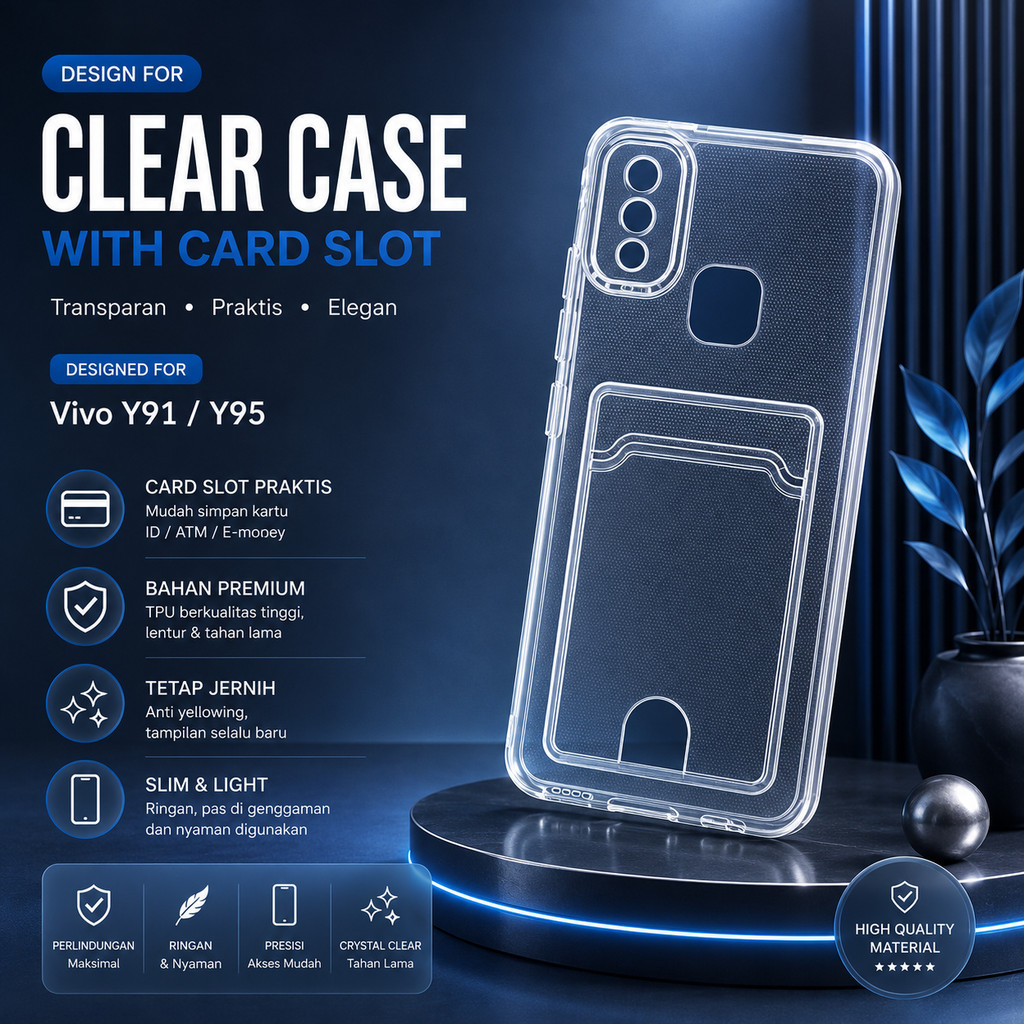 CASE VIVO Y91 / Y93 / Y95 CASE CARD CLEAR TRANSPARENT SOFT SLOT CARD / WALLET CASE