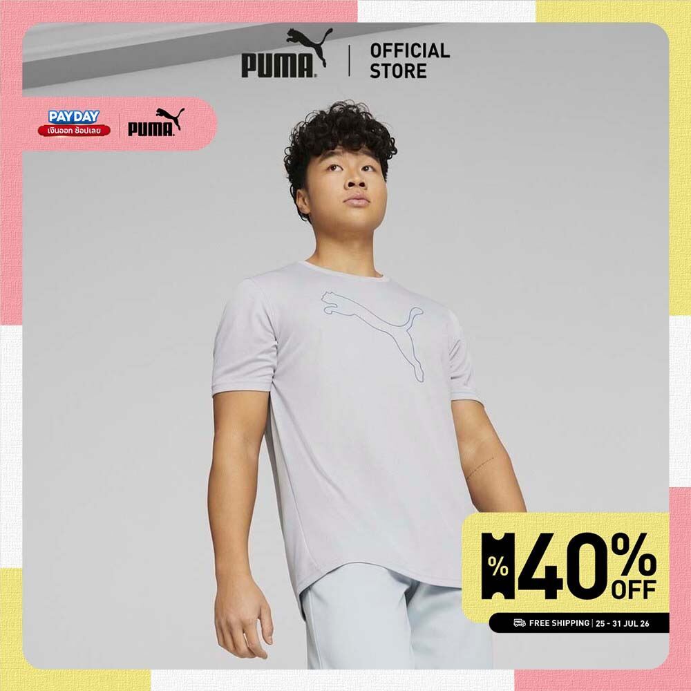 PUMA TRAINING - เสื้อยืดออกกำลังชาย Performance Cat สีเทา  - 52031580