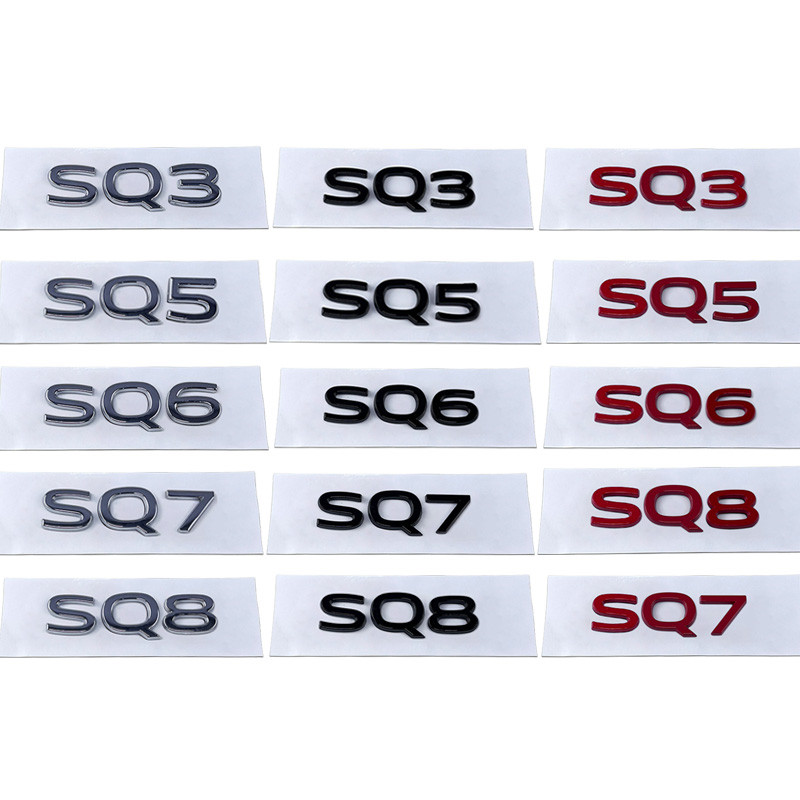 ด้านข้างDecalดัดแปลงตกแต่งโลหะใหม่สําหรับAudi SQ3 SQ5 SQ6 SQ7 SQ8 สติกเกอร์ตัวอักษรรถTrunkสัญลักษณ์ด