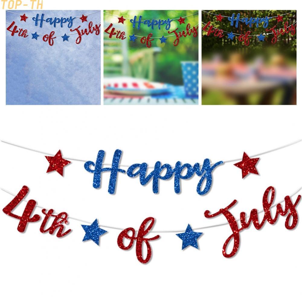 Patriotic Banner for 4th July Celebrations Red White Blue Glitter 3 Meter Design