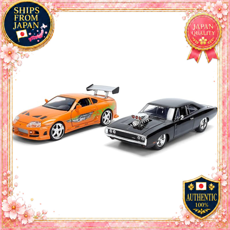 Kyosho Jada Toys Fast and Furious 1/24 Dominic Dodge Charger Black & Brian Toyota Supra Orange Twin 