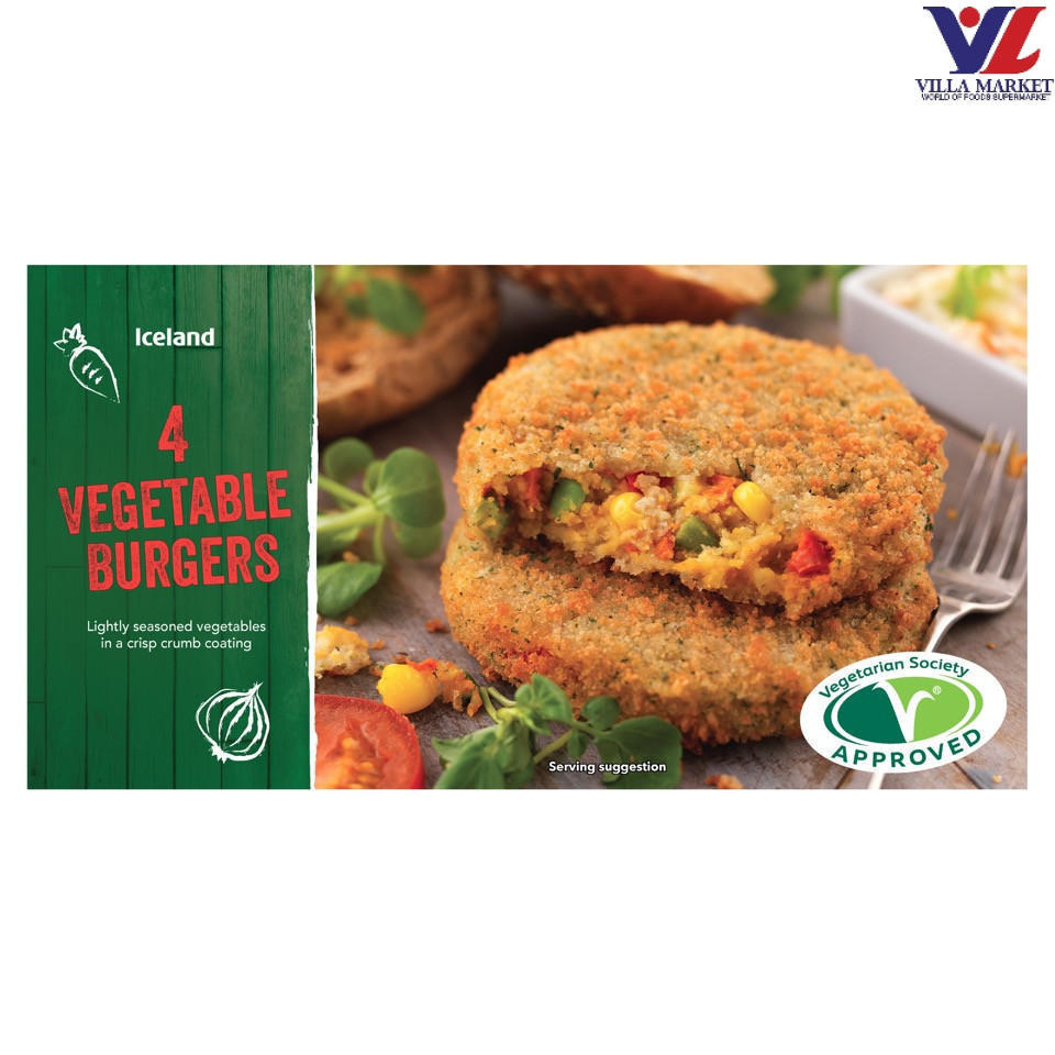 Iceland 4 Vegetable Burgers 320G ไอซ์แลนด์ เบอร์เกอร์ผัก (4 ชิ้น)