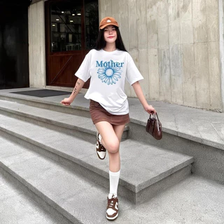 TeddyTee 🎀เสื้อวันแม่ เสื้อน่ารัก สื้อยืด oversize รูปแบบถนน โคตรนุ่ม ผ้าคอตตอน ลาย "MOTHER flower" สินค้าใหม่