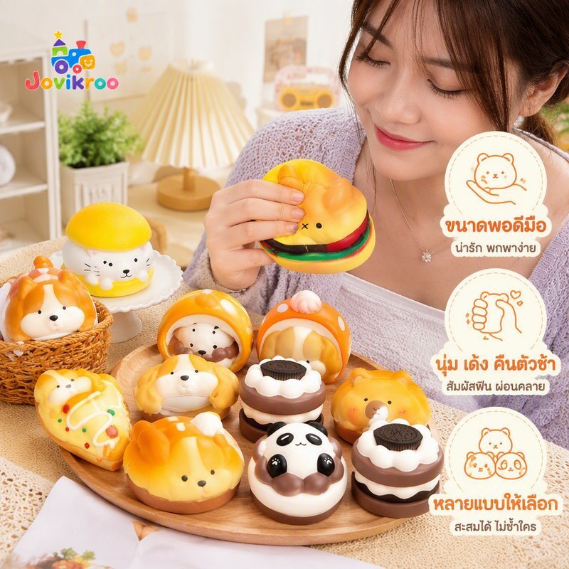 ขนมปัง Squishy PU บีบของเล่นช้า Rising นุ่มความเครียดบรรเทาน่ารักตกแต่งโต๊ะแบบพกพา