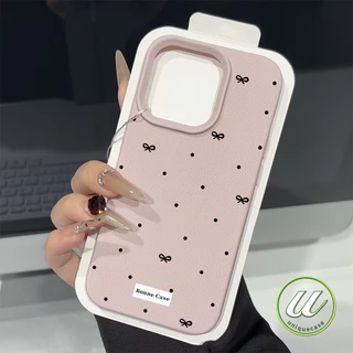 เคสโทรศัพท์สีดำแบบผ้าโบว์และลายจุดสไตล์อินสตาแกรม เคสไอโฟน IPhone 17 12 14 11 16 13 15 Pro Max Air XS Max XR X15 16 Plus