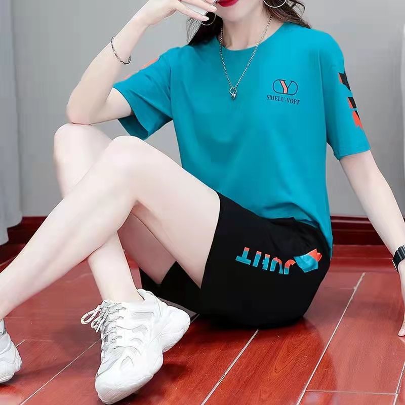 休闲套装夏季新款大码装运动服短袖短裤网红时尚跑步两套潮Casual set, summer new arrival, plus-size, sportswear, shortdsg999.th
