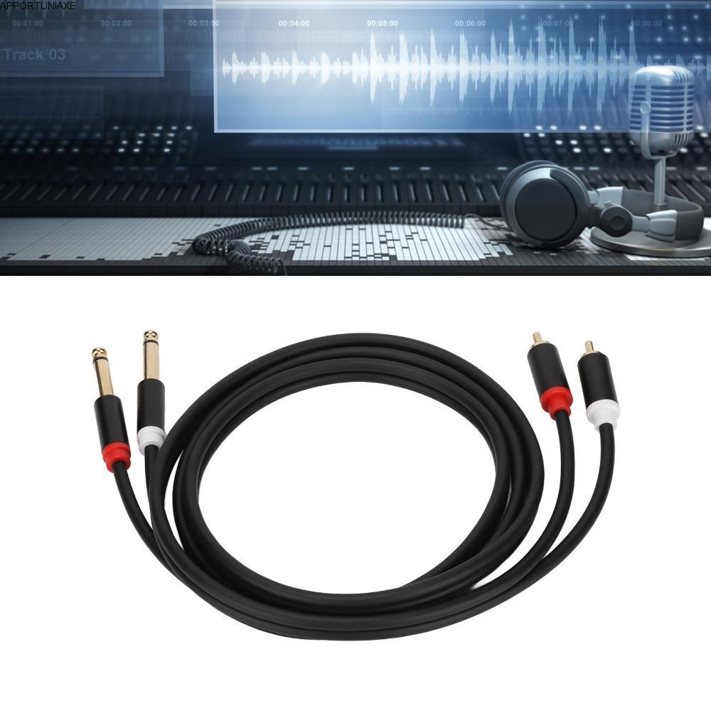APPORTUNIAPY Dual 1/4 TS to Dual RCA Cable, 1.5m / 4.9ft Gold Plated 6.35mm 2 พอร์ต RCA ถึง 2 TS Por