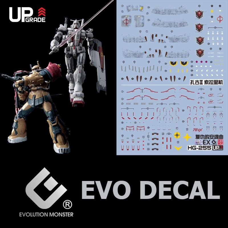 EVO HG-255 เรืองแสงน้ําสไลด์ Decals สําหรับ MS-06F Zaku II F ประเภท SOLARI RFV X-78 (G) E EX RFV DIY