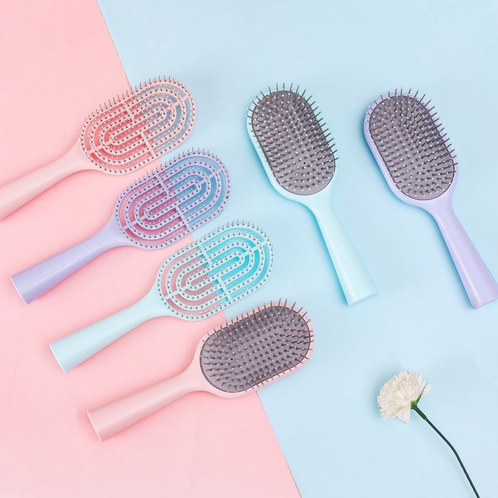 หวีซี่โครงขนาดเล็กสีมาการอง‍️ Fluffy High Skull Handy Tool หวีนวดถุงลมนิรภัยแนวตั้ง Anti-Static Hair Drying จัดแต่งทรงผมหวี