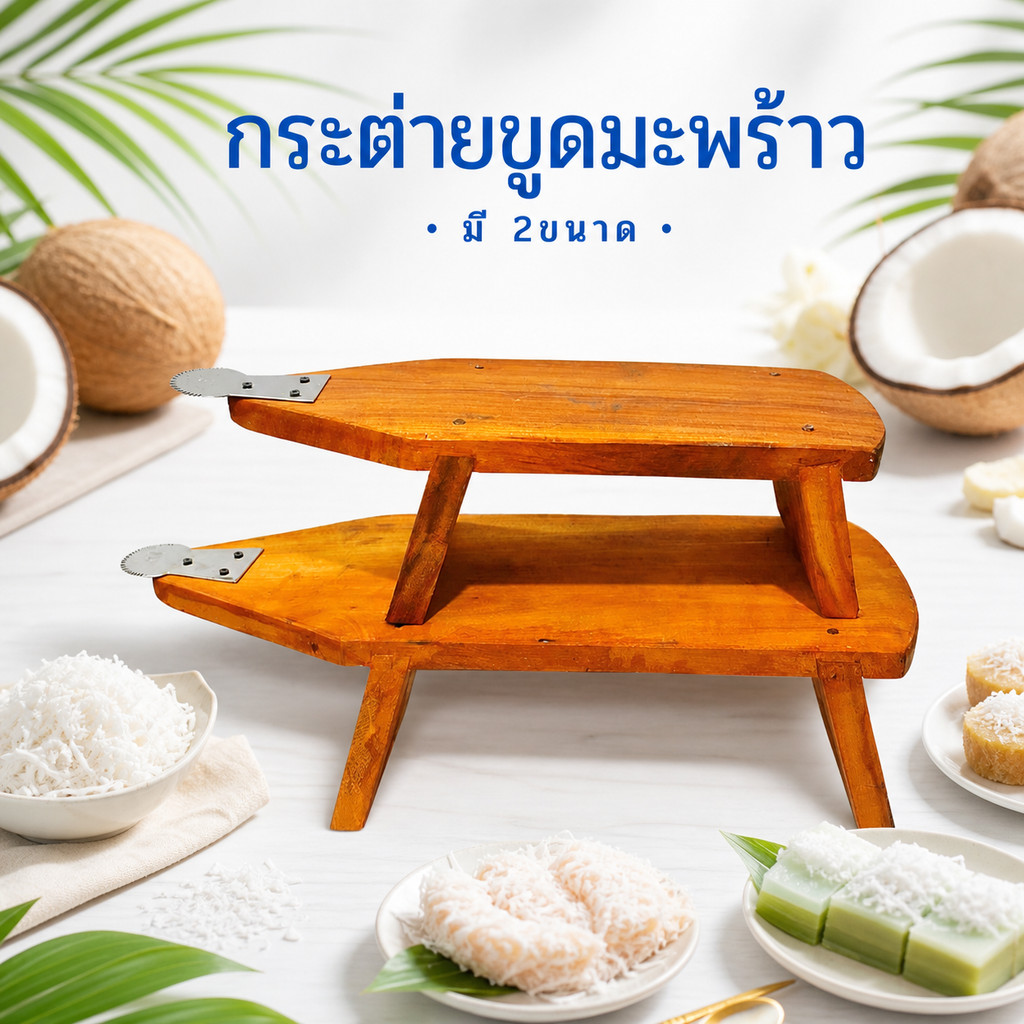 ราคาพิเศษ ส่งไว 🚛 กระต่ายขูดมะพร้าว แบบโบราณ ใบมีดคม ไม้แข็งแรง มี 2 ขนาด