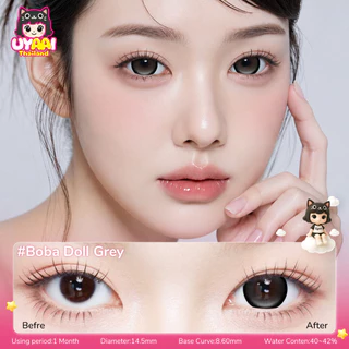 UYAAI คอนแทคเลนส์ ซีรี่ส์ Boba Doll 14.5MM สีเทา Contact Lens 1 เดือน Pro Max SIZE น้ำตาล คอนแทค คอนเทคเลนส์สายตาสั้น