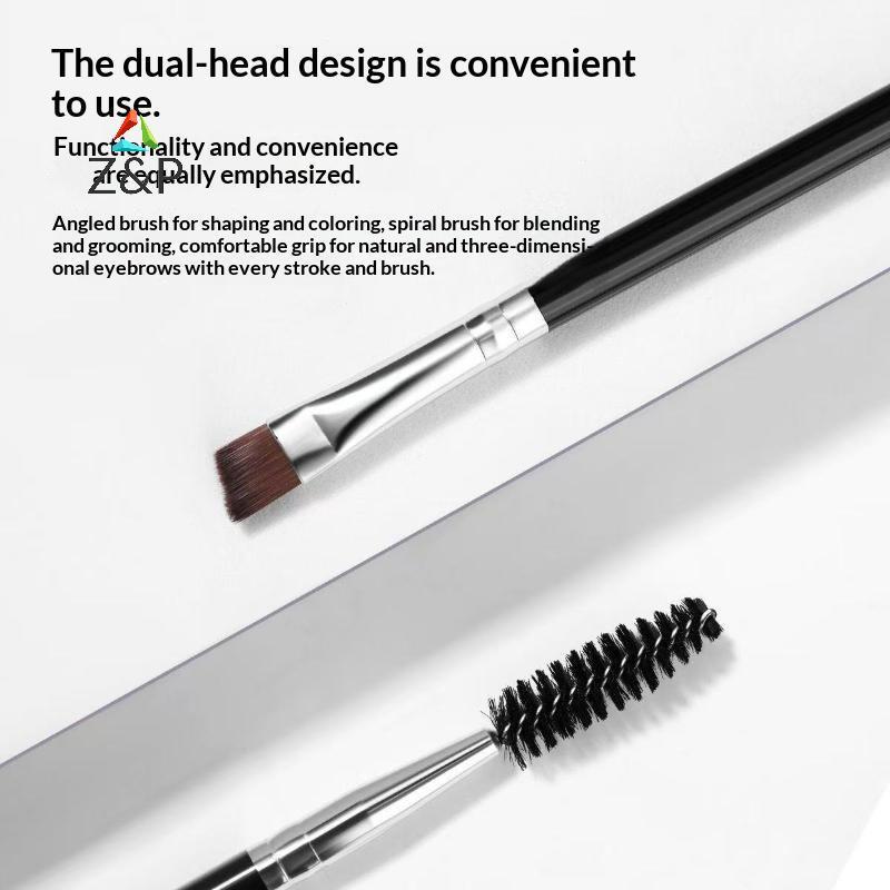 Z&P 2 in 1 Dual Ended Cosmetic Brush ทําความสะอาดง่าย Eyelash Eyebrow Eyeliner Brush for Women Daily