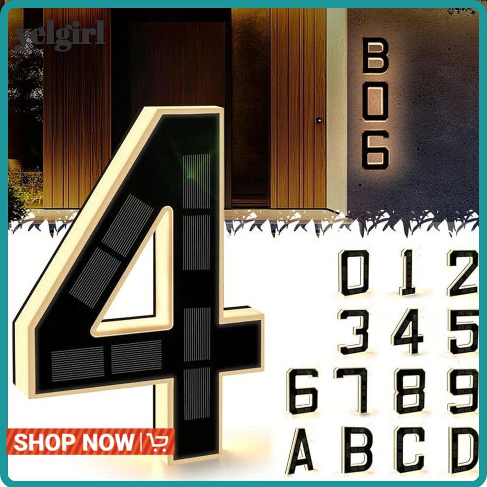 AGLYELGIRL House Numbers, Powered IP44 Waterproof LED Address Numbers, ขนาด 6.7 นิ้ว LED Illuminated