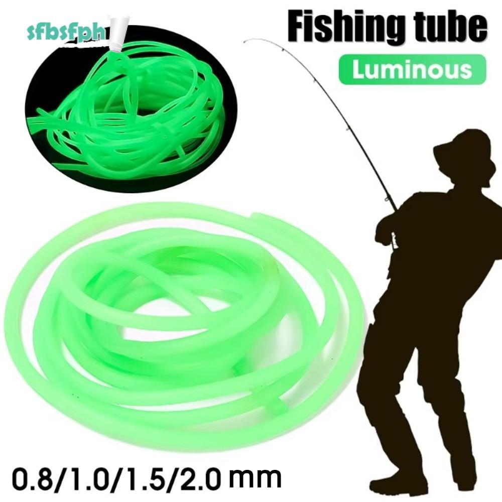 SFBSFPH สายยางส่องสว่าง,ซิลิโคนสีเขียวตกปลา Night Luminous Tube, 0.8/1/1.5/2mm Hook Line ท่อเรืองแสง