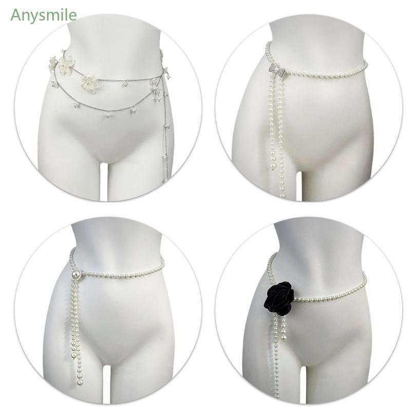 ANYS ผู้หญิงเอวโซ่ Belly CHAIN เข็มขัดไข่มุก Belly Dance เข็มขัด Belly CHAIN สําหรับชุด