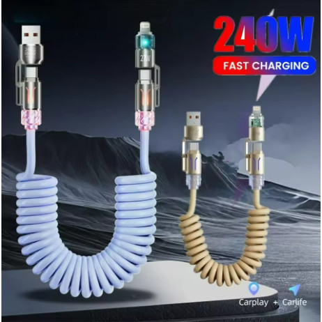 ใหม่ Elements Store240W ฤดูใบไม้ผลิ 4 in 1 Fast สายชาร์จ, USB A/C ถึง USB C/L, Multi-Function Retrac