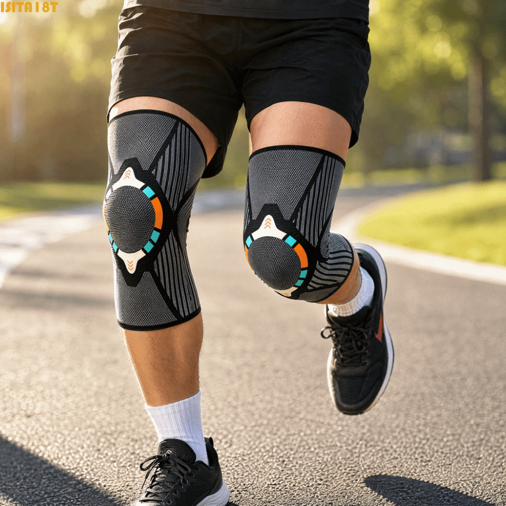 ISITA18T 1 คู่ Compression เข่า Sleeve, ขาครอบคลุมยืดหยุ่นสูงกีฬา Kneepad, เต้นรําสนับสนุนการบีบอัด 