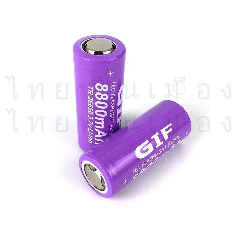 GIF ม่วง 8800mAh 26650 LiFePO4 ไฟหน้า ไฟฉายกำลังสูง
