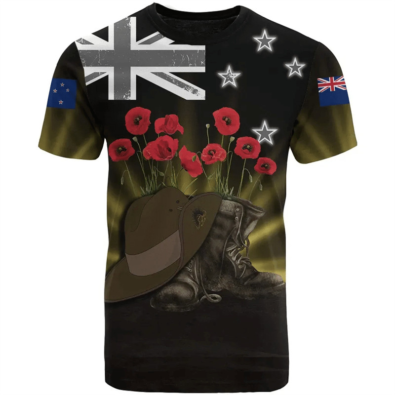 HOT🎁 Anzac Day 3D Printed T Shirt For Men Clothes Lest We Forget Australia Zealand Hero Graphic T Sh