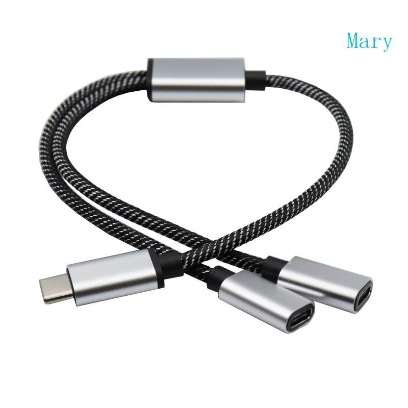 Mary Portable USB C Male to Double USB C Female Splitter USB Y Splitter Cable