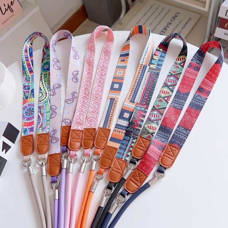สายคล้องคอโทรศัพท์โบโฮลายดอกไม้ น่ารัก ถอดง่าย ปรับได้ ถักแน่น กันหาย สายคล้องพวงกุญแจแฟชั่น