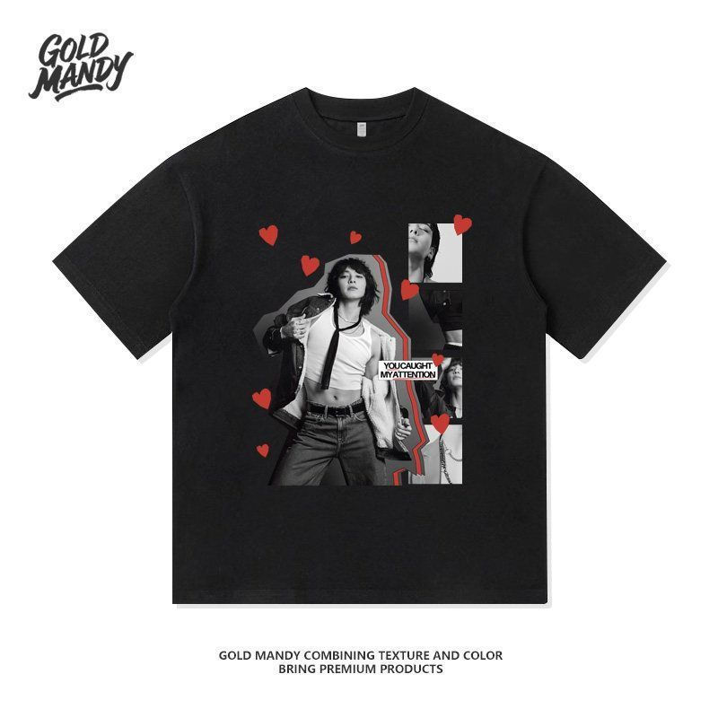 นาจุงกุก BTS สินค้าสำหรับแฟนคลับวงบังทันบอยส์ ทำจากผ้าฝ้ายแท้ T เสื้อเชิ้ตแขนสั้นสำหรับคู่รัก สไตล์ย