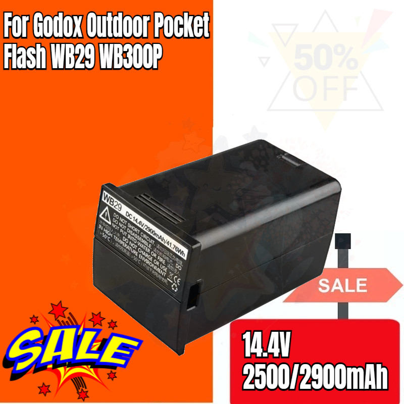WB29 WB300P แบตเตอรี่ 14.4V 2500/2900mAh สําหรับ Godox กลางแจ้งพ็อกเก็ตแฟลช AD200 AD200pro AD300pro 