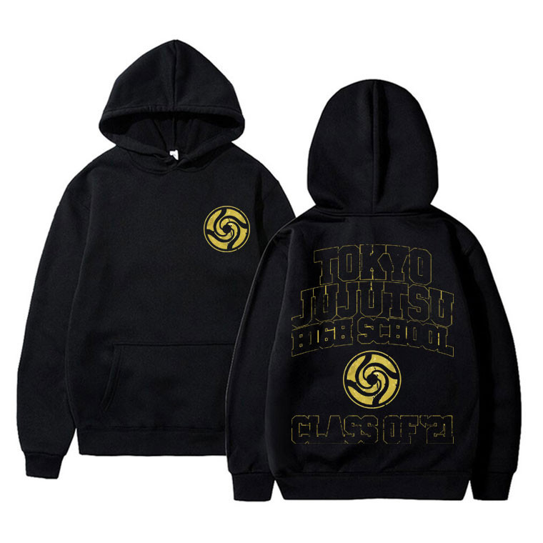 เสื้อฮู้ดอนิเมะ Jujutsu Kaisen ลายตราสัญลักษณ์โรงเรียน Jujutsu High School พิมพ์สองด้าน เสื้อฮู้ดคู่
