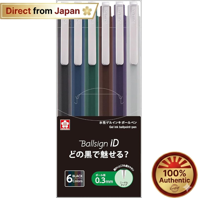 【Japan Quality】
Sakura Craypas Gel Ink Ballpoint Pen Ball Sign iD Single 6-Color Set 0.3mm/0.4mm/0.5