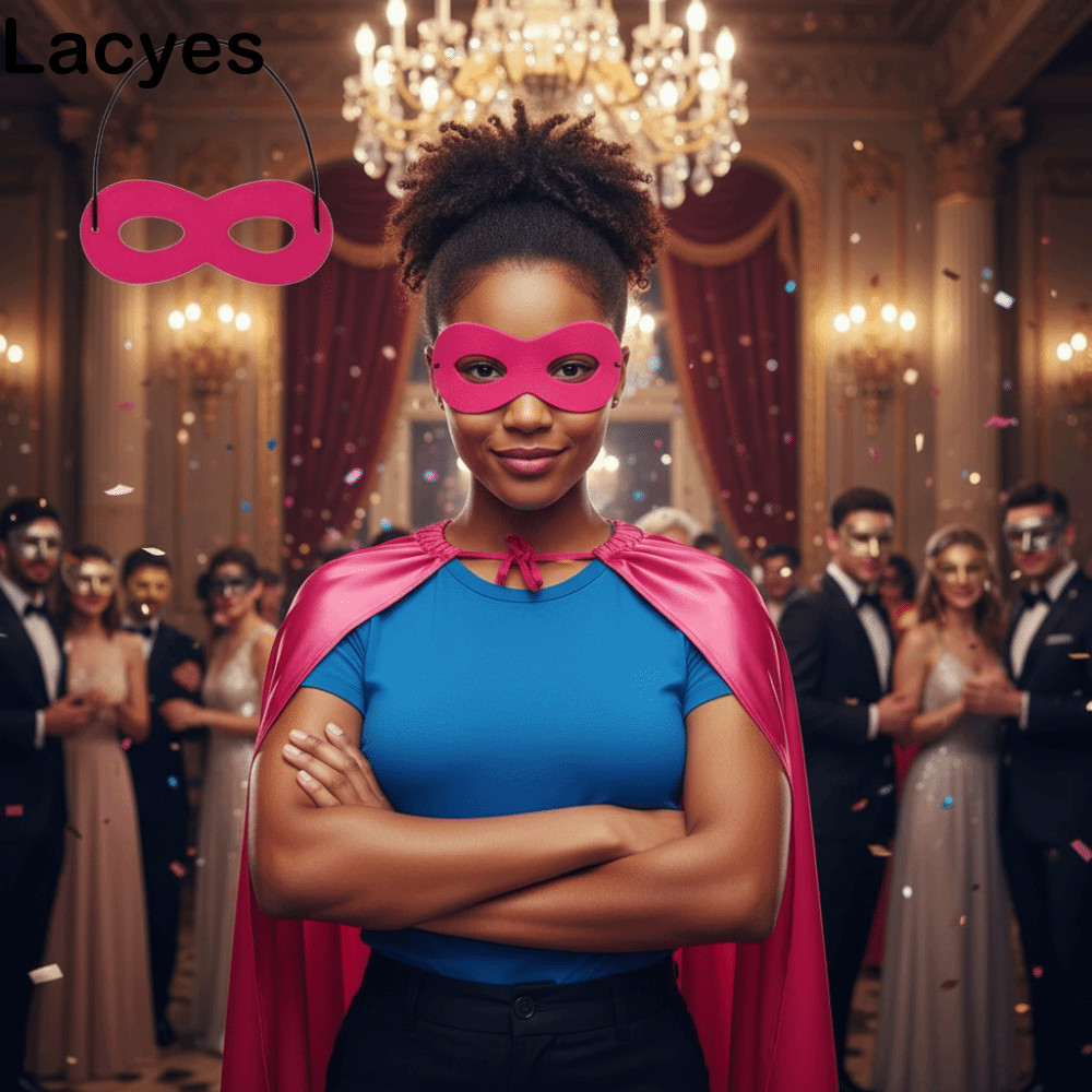 LAYES 2 ชิ้น/เซ็ต Superhero Cape พร้อม Eye Mask, คอสเพลย์เครื่องแต่งกายสีทึบฮาโลวีน Superhero เสื้อคลุม, แต่งตัวนํากลับมาใช้ใหม่เสื้อผ้า Props ฮาโลวีนเสื้อคลุมเครื่องแต่งกายชุด