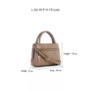 GUESS กระเป๋า รุ่น TG992976 JUSTINE MINI SATCHEL สีน้ำตาลอมเทา