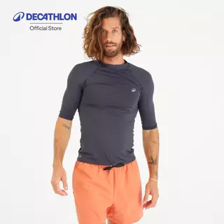 Decathlon Men’S Short Sleeve UV-Protection T-Shirt - 100 เสื้อโต้คลื่นแขนสั้นป้องกันยูวีสำหรับผู้ชาย รุ่น 100 - Black