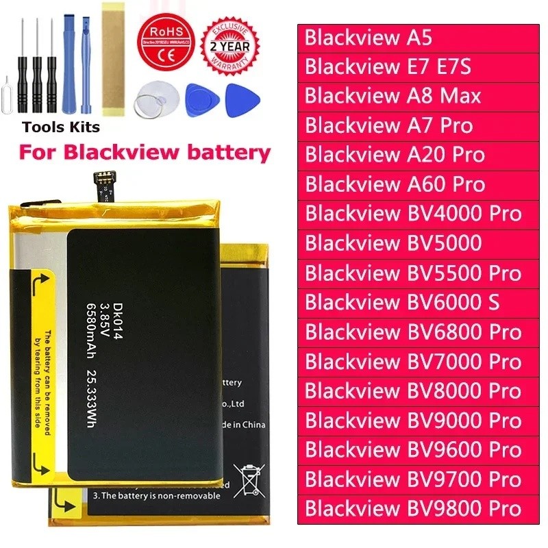 แบตเตอรี่สําหรับ Blackview E7 A7 A5 A60 A8 A20 BV4000 BV5000 BV5500 BV6000 BV6800 BV7000 BV8000 BV90