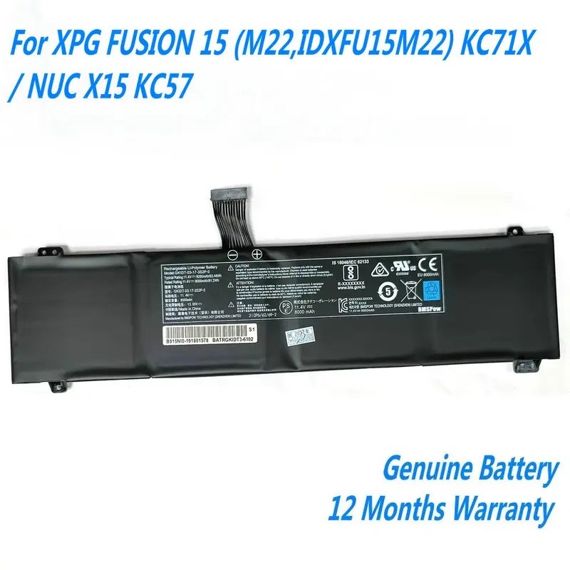 11.4V 8200mAh GLIDK-00-15-3S2P-0 แบตเตอรี่แล็ปท็อปสําหรับ XPG FUSION 15 (M22,IDXFU15M22) KC71X / NUC