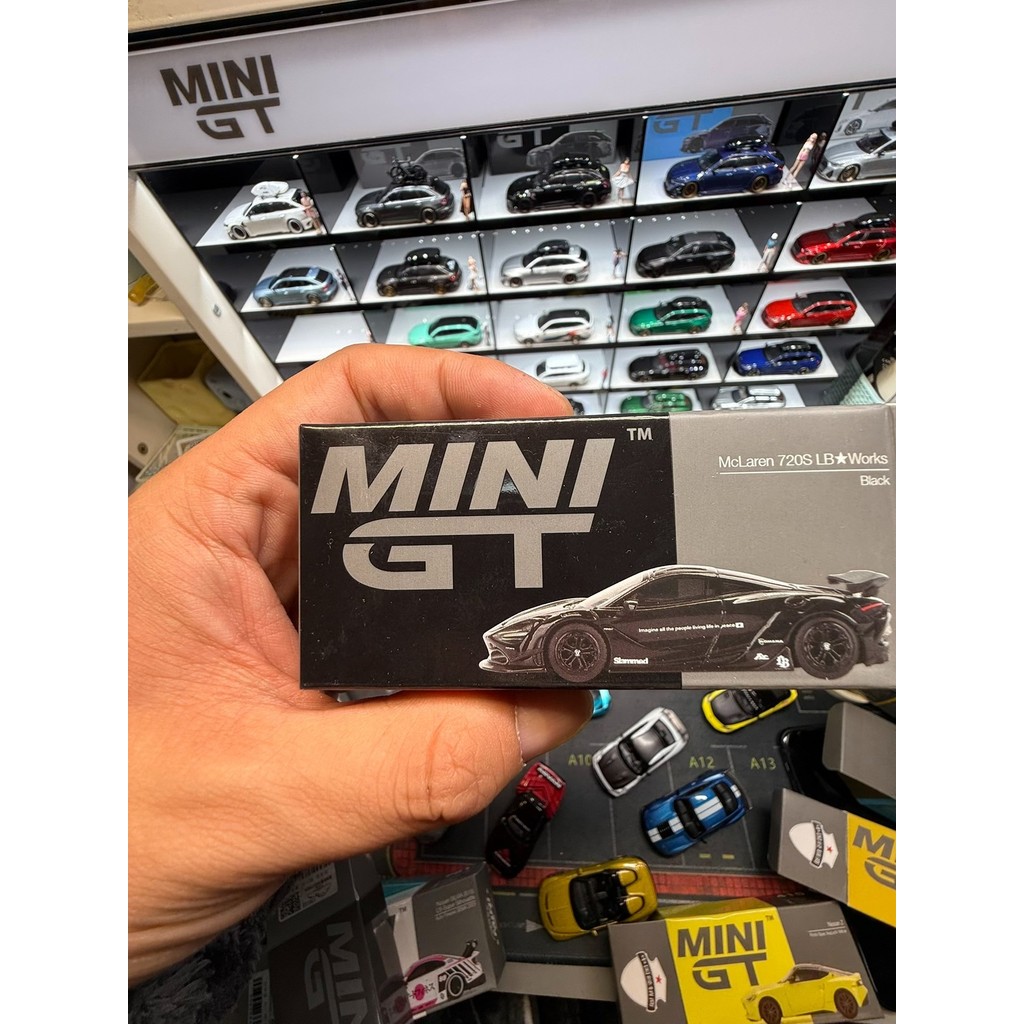 [กําพร้าสต็อกพร้อม] มินิจีที เบอร์ 777 1: 64 โลหะผสม MINIGT 720S LB★ทํางานสีดํากว้างร่างกายแบรนด์ใหม