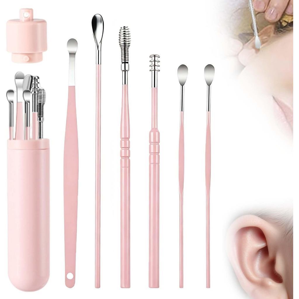 ชุดแคะหูสแตนเลส 6 ชิ้น Ear Cleaning Kit พร้อมหลอดเก็บ สำหรับ