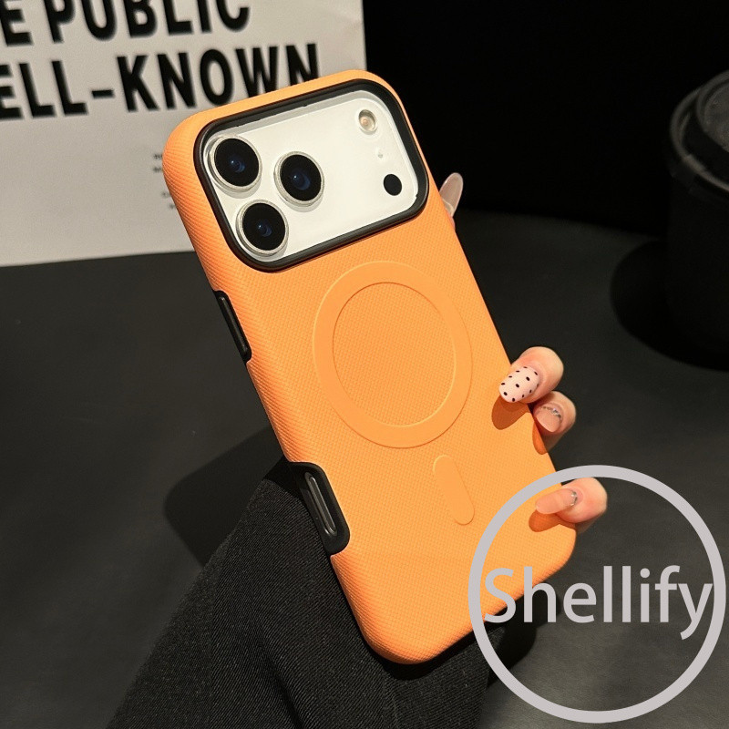 Shellify 2-in-1 สเปรย์น้ํามันเกาหลีแม่เหล็กเคสโทรศัพท์สีทึบเหมาะสําหรับ iPhone 13 14 15 16 17 Pro Max รวมทุกอย่างฝาครอบซิลิโคนป้องกันการตก
