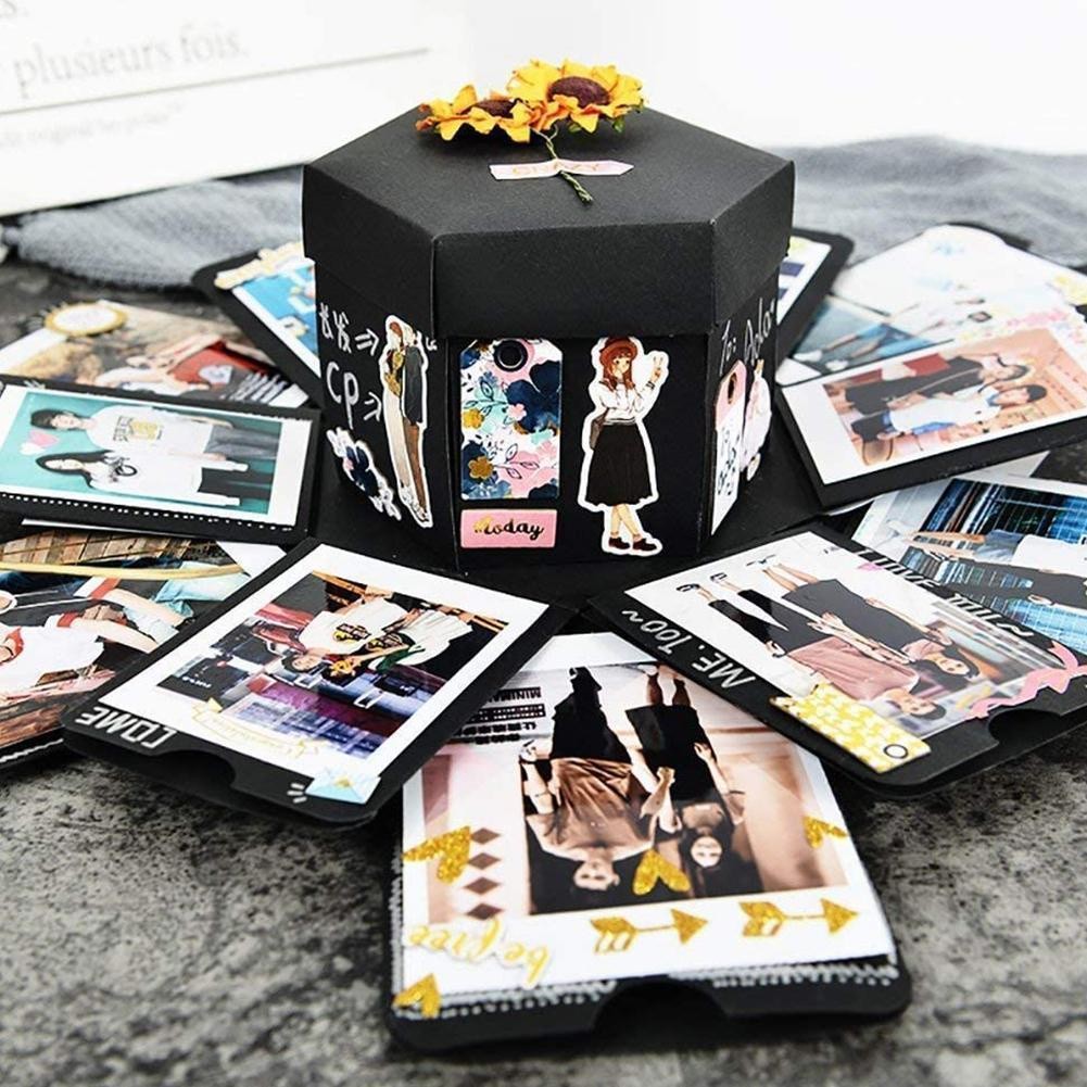 47*47 ซม.หกเหลี่ยม Surprise ระเบิด Diy กล่องของขวัญ Multi-layer ผลิตภัณฑ์สําเร็จรูปสมุดภาพ Photo T1t