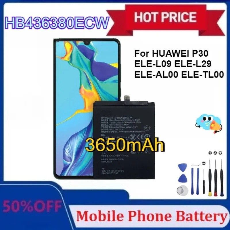 อัพเกรดใหม่ 3650mAh HB436380แบตเตอรี่ ECW สําหรับ HUAWEI P30 ELE-L09 ELE-L29 ELE-AL00 ELE-TL00 โทรศั