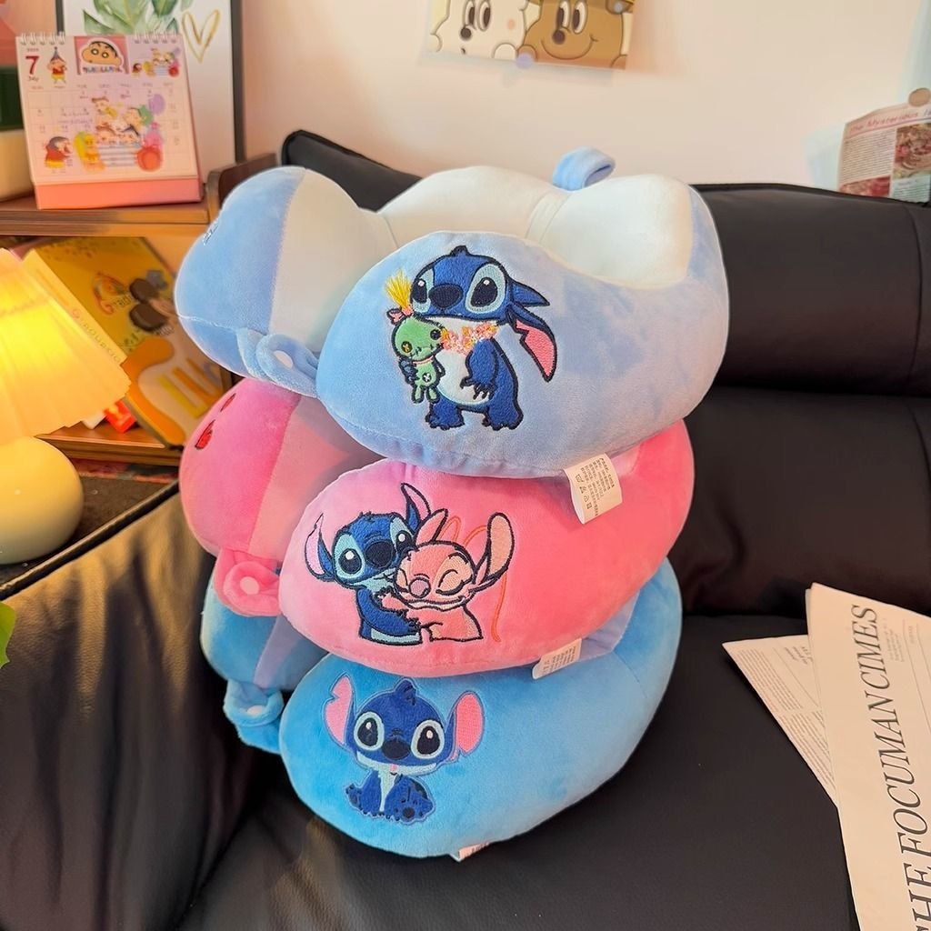 น่ารัก Stitch U-Shaped หมอนคอหมอน Sleeping หมอนปากมดลูก Travel แบบพกพาเครื่องบินรถ U-Shaped รองคอ 8.