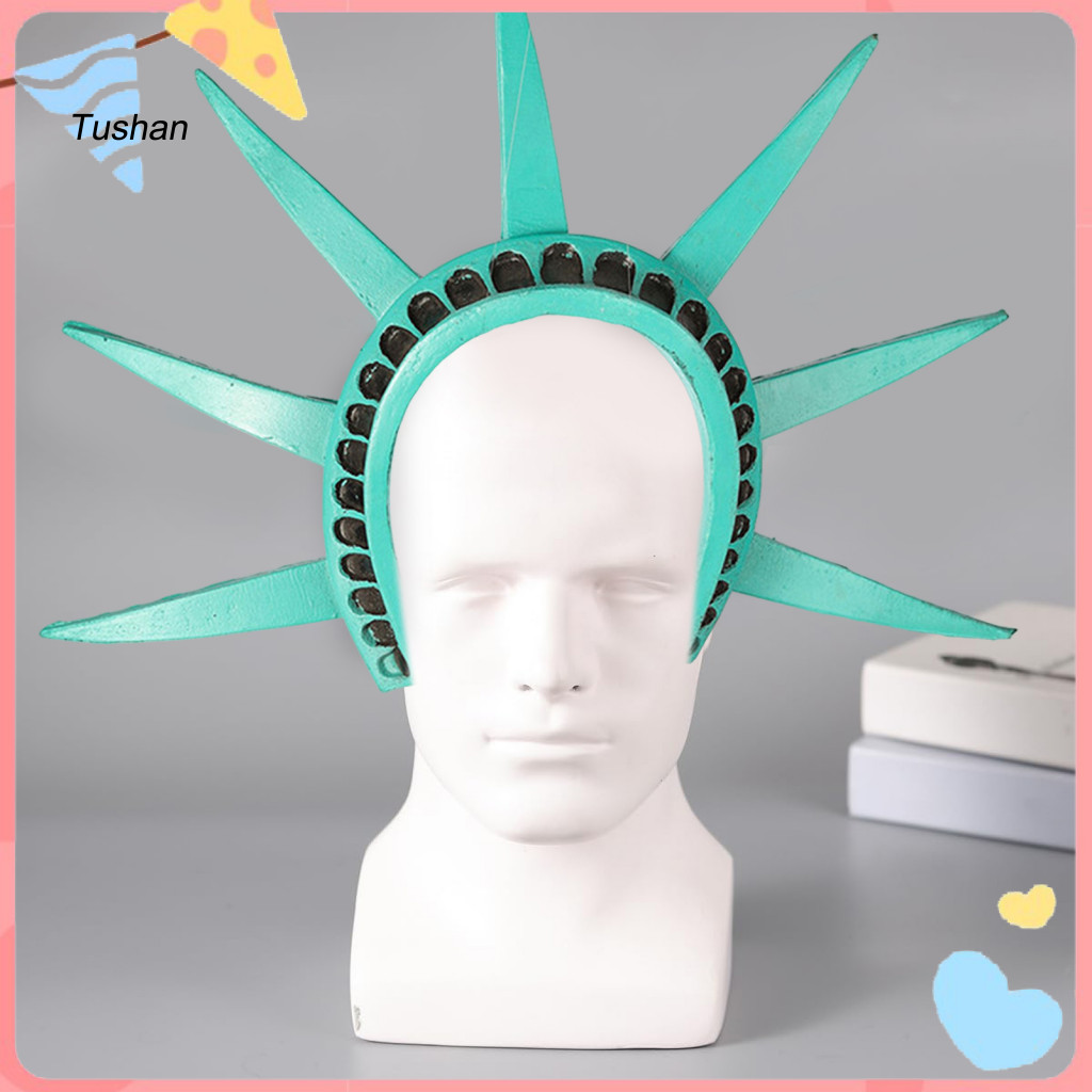 [Ts] รูปปั้นรักชาติของ Liberty ที่คาดผมรูปปั้น Liberty คอสเพลย์หมวกรูปปั้น Liberty ที่คาดผมมงกุฎไฟฉา