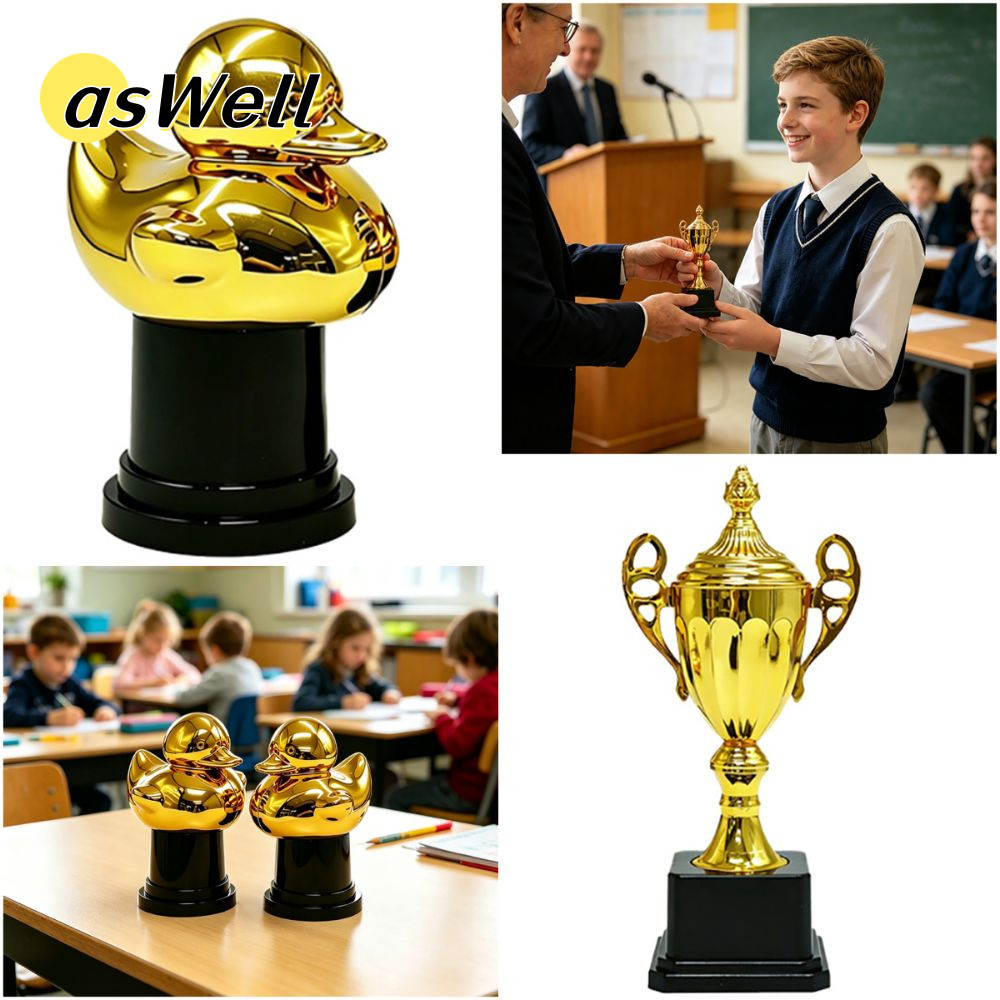 ถ้วยรางวัล ASWELL ถ้วยรางวัลทองคําขนาดมินิที่ระลึกในการก่อสร้างที่ทนทานตกแต่งพลาสติกแชมป์ถ้วยรางวัลฟ