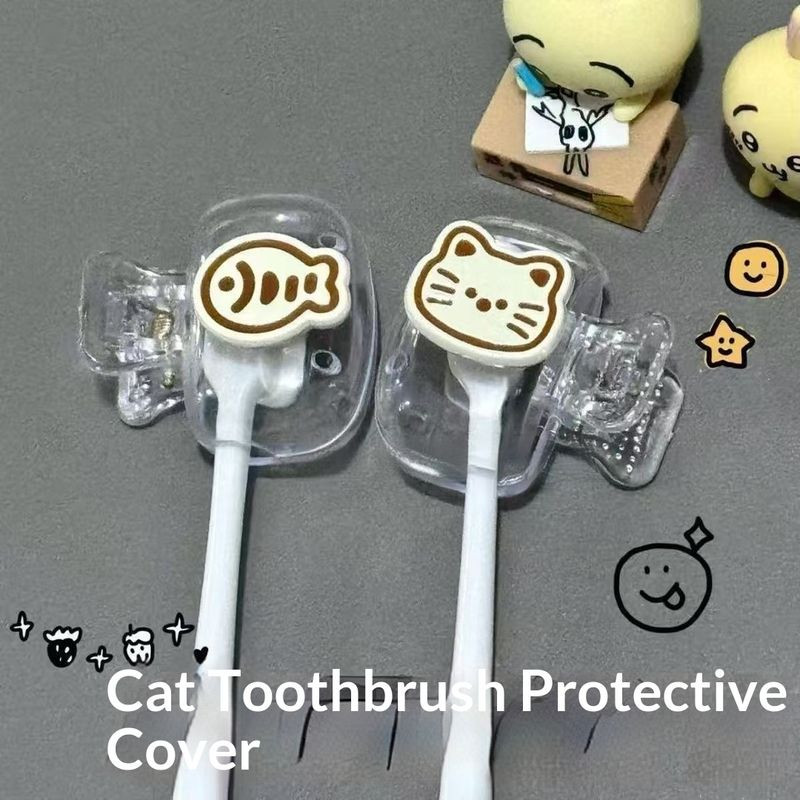 สว ฝาครอบแปรงสีฟันลายการ์ตูนน่ารักพร้อมคลิปหนีบสําหรับการเดินทางและของใช้ประจําวัน