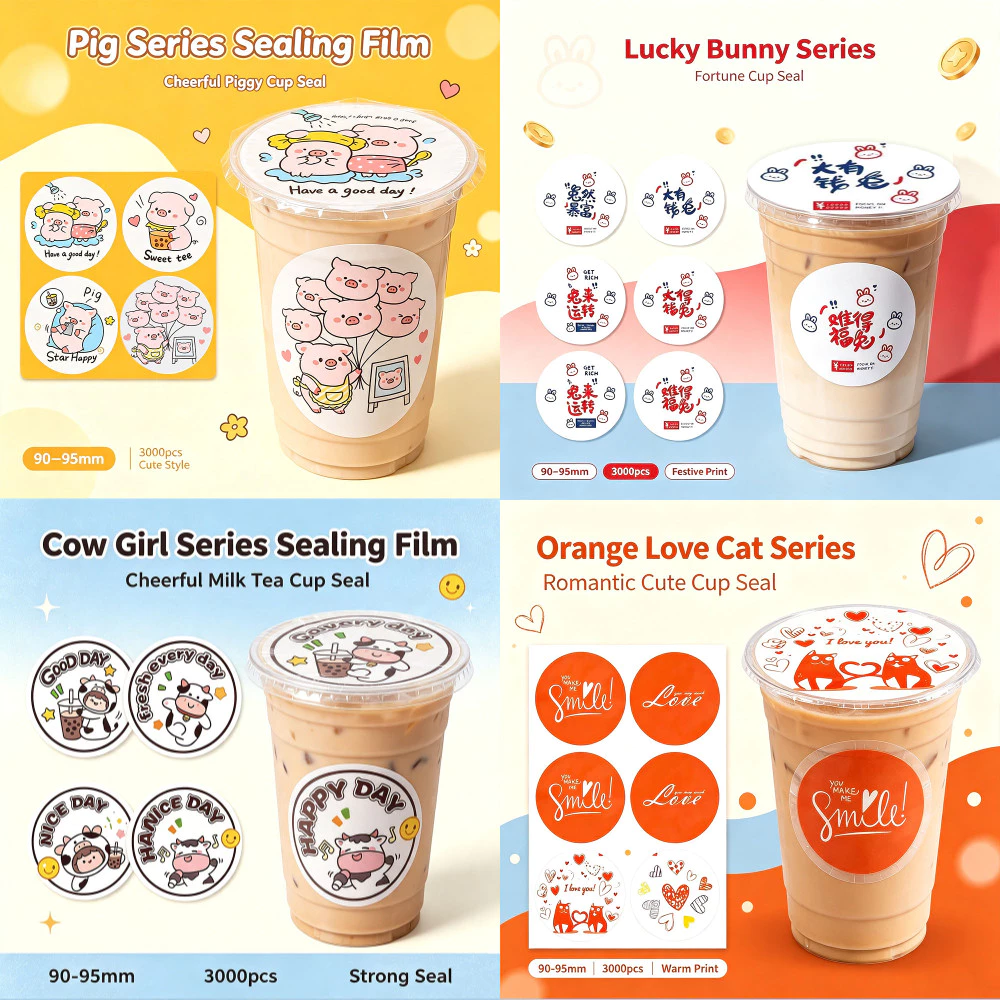 ฟิล์มปิดผนึกถ้วยพลาสติก90-95มม 3,000แผ่นคอลเลกชันรูปแบบเต็มรูปแบบ25ลายน่ารักปิดผนึกไม่รั่วประเทศไทยพร้อมสต็อก