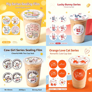ฟิล์มปิดผนึกถ้วยพลาสติก90-95มม 3,000แผ่นคอลเลกชันรูปแบบเต็มรูปแบบ25ลายน่ารักปิดผนึกไม่รั่วประเทศไทยพร้อมสต็อก