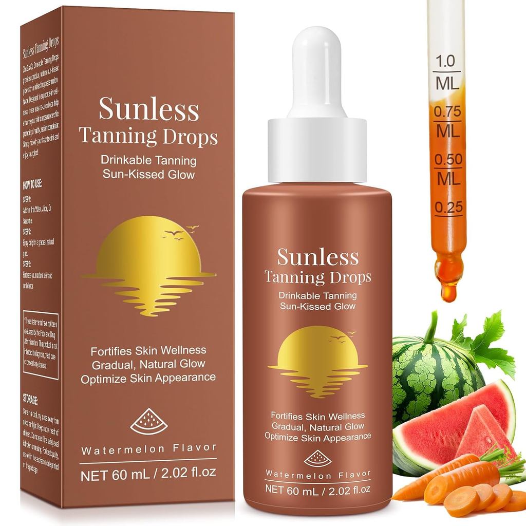 Tanning Drops To Drink,Drinkable Sunless Tanning Drops - Oral Drink Bronze Tanning Drop for Face & B