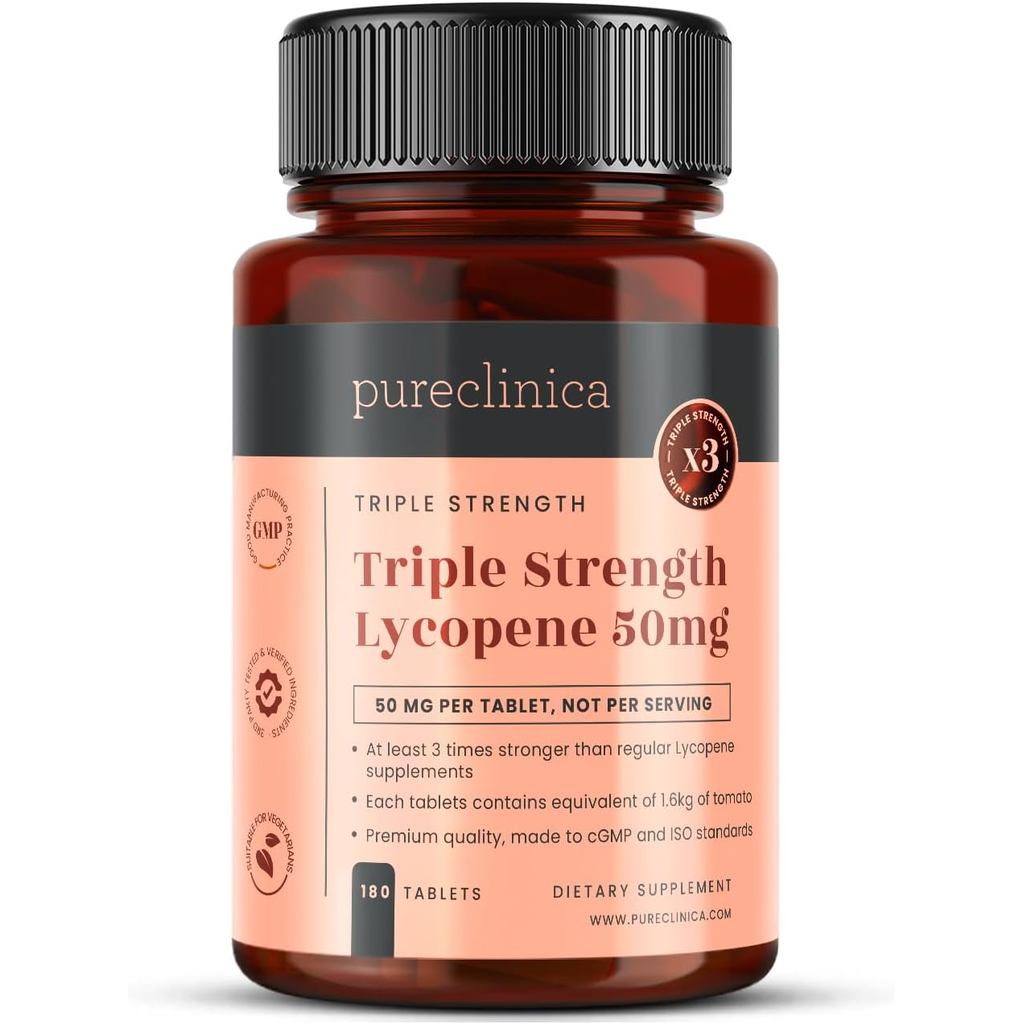 Pureclinica Lycopene 50mg x 180 เม็ด (อุปทาน 6 เดือน) ความแรงของเม็ดไลโคปีนปกติ 300%