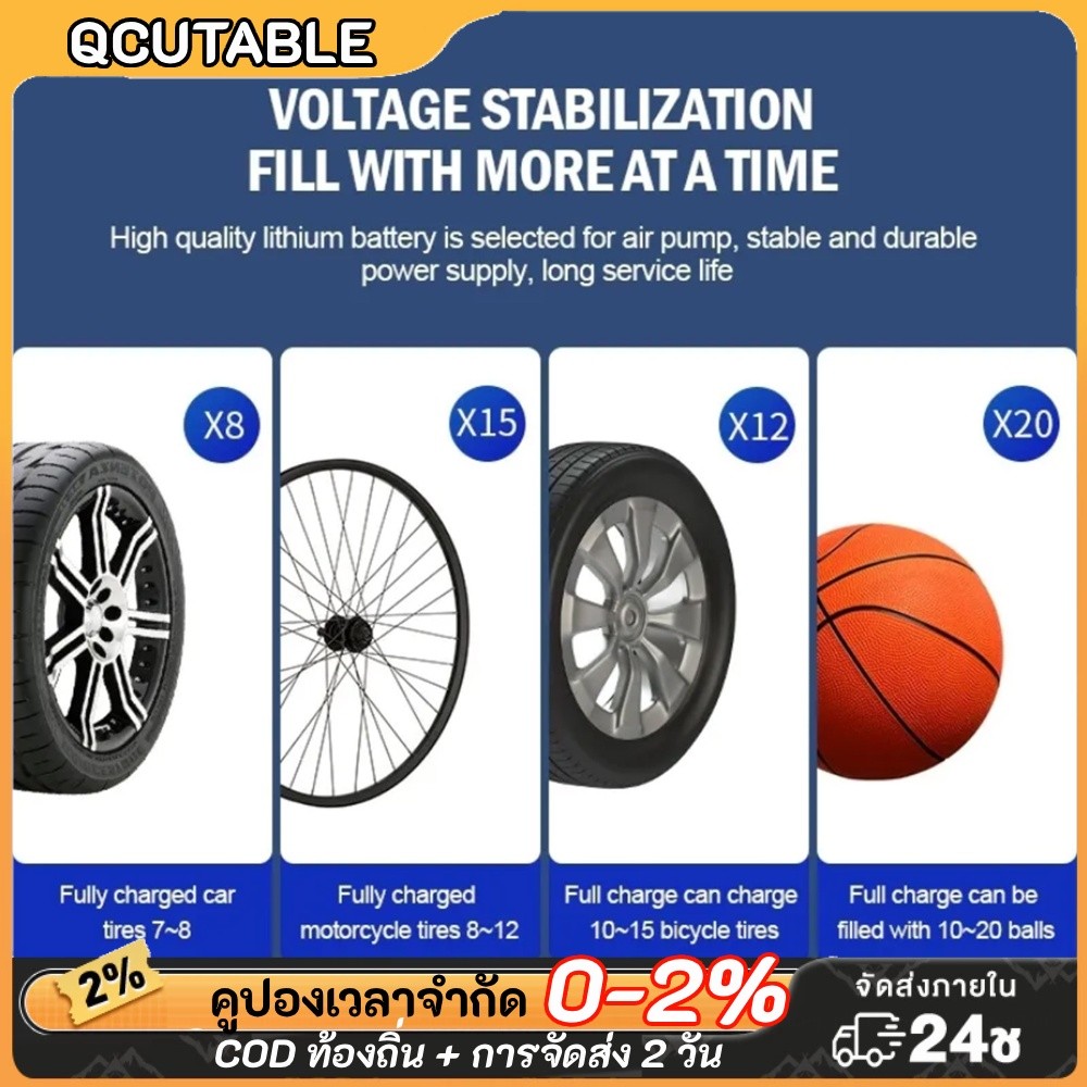 ❤จัดส่งในกรุงเทพฯ❤Car Tyre Inflator ไร้สาย Tyre Inflator สําหรับรถยนต์รถจักรยานยนต์จักรยาน Ball